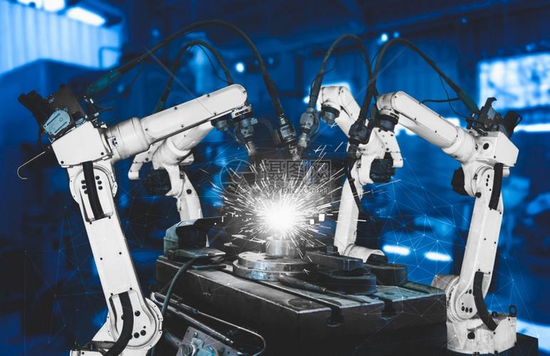 工厂生产技术的智能工业机器人武显示工业40或第次工业革命的自动化